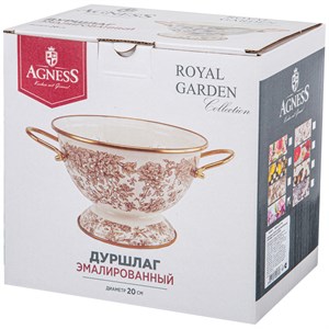 Дуршлаг эмалированный, серия Ирисы, 20см h=14см  d=20см - фото 36837
